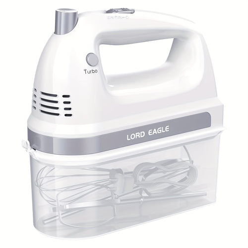 The Perfect Christmas Baking Gift: Lord Eagle 300W Mini Hand Mixer With 3 Stainless Steel Attachments & Snap-On Storage Case, 5-Speed Control For Cakes, Eggs & Cream In White/Red/Black