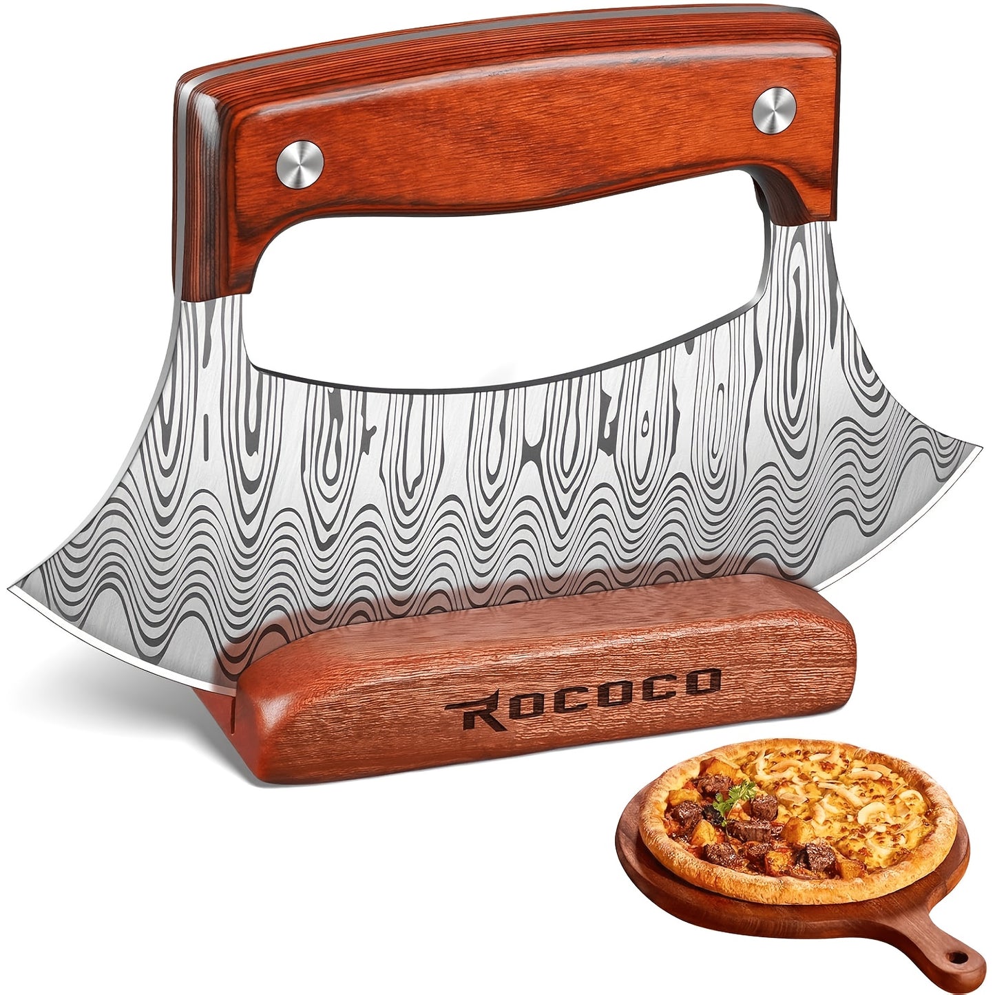 Professional Chef's Pizza Cutter, Hand-Forged Ura Knife, Full-Length Steel Handle, High Carbon Steel Material, Comes with Sheath and Gift Box. Suitable for Kitchen, Camping, and Barbecue Use as a Pizza Cutting Knife. A Birthday Gift for Men