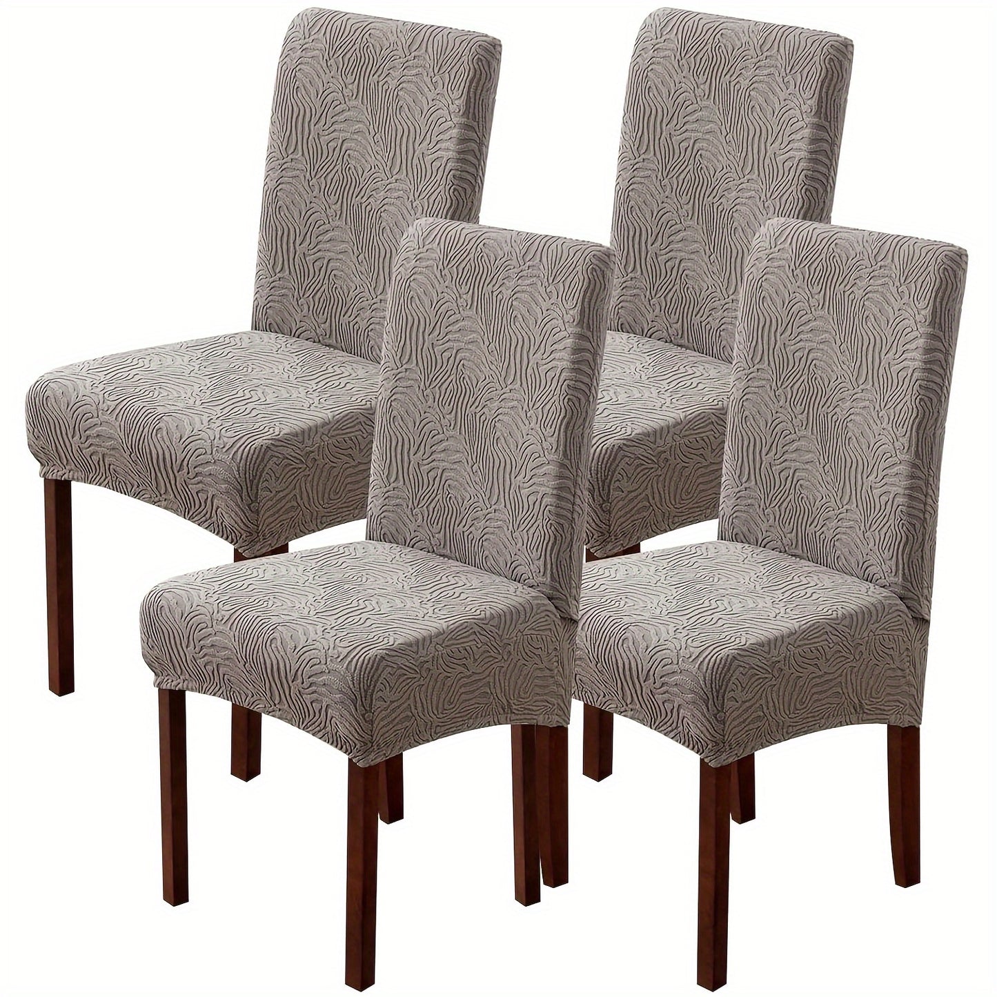 4/6pcs Chair Covers For Dining Room, Stretch Jacquard Dining Chair Slipcovers Removable Washable Chair Protector For Kitchen, Hotel, Restaurant