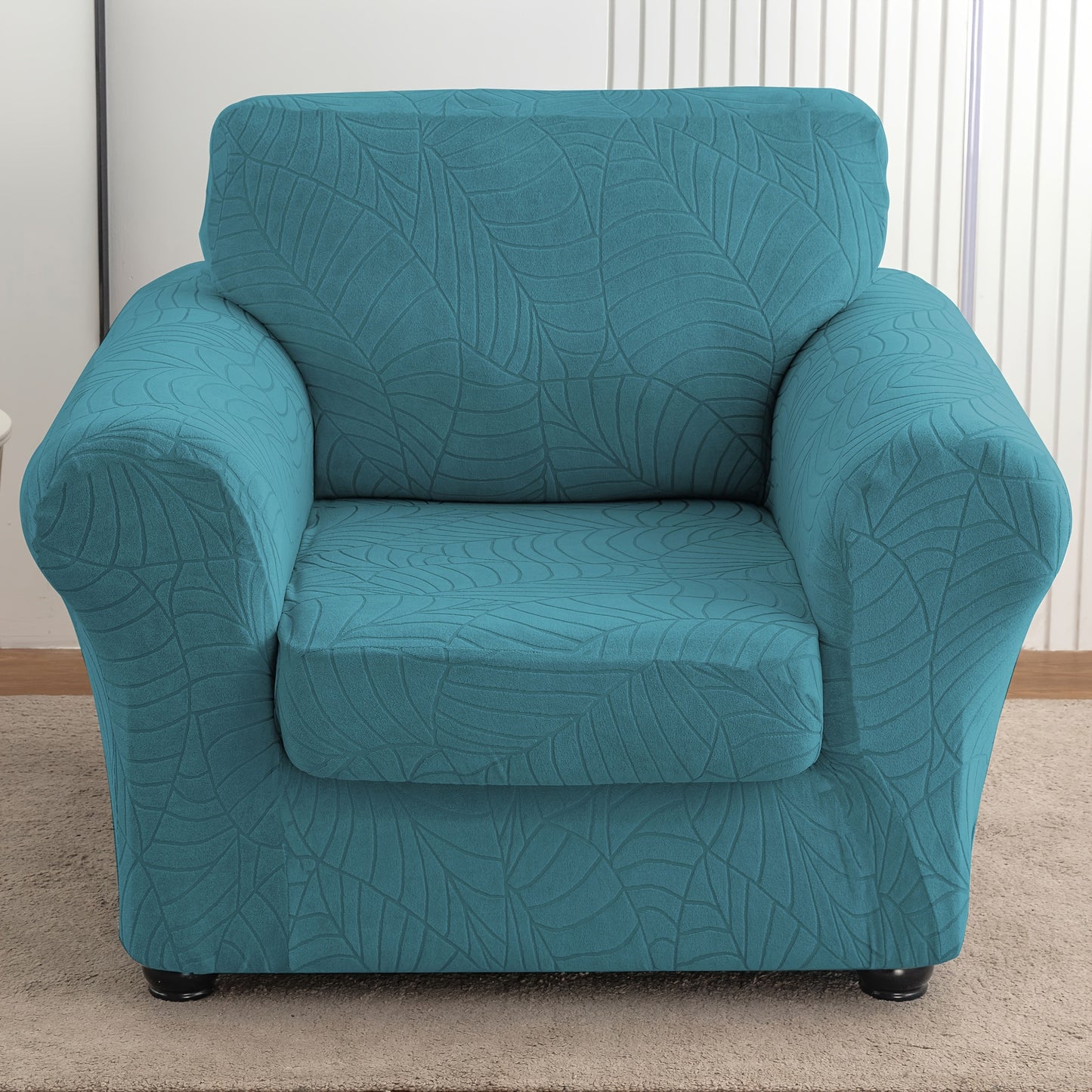 2pcs/Set Leaf Texture Jacquard Armchair Slipcover Stretch Armchair Cover with Seat Cushion Cover, Spandex Non-Slip Elastic Removable And Washable Sofa Cover Couch Slipcover for Home, Hotel, Banquet, Coffee Shop, Dining Room for Home Decor