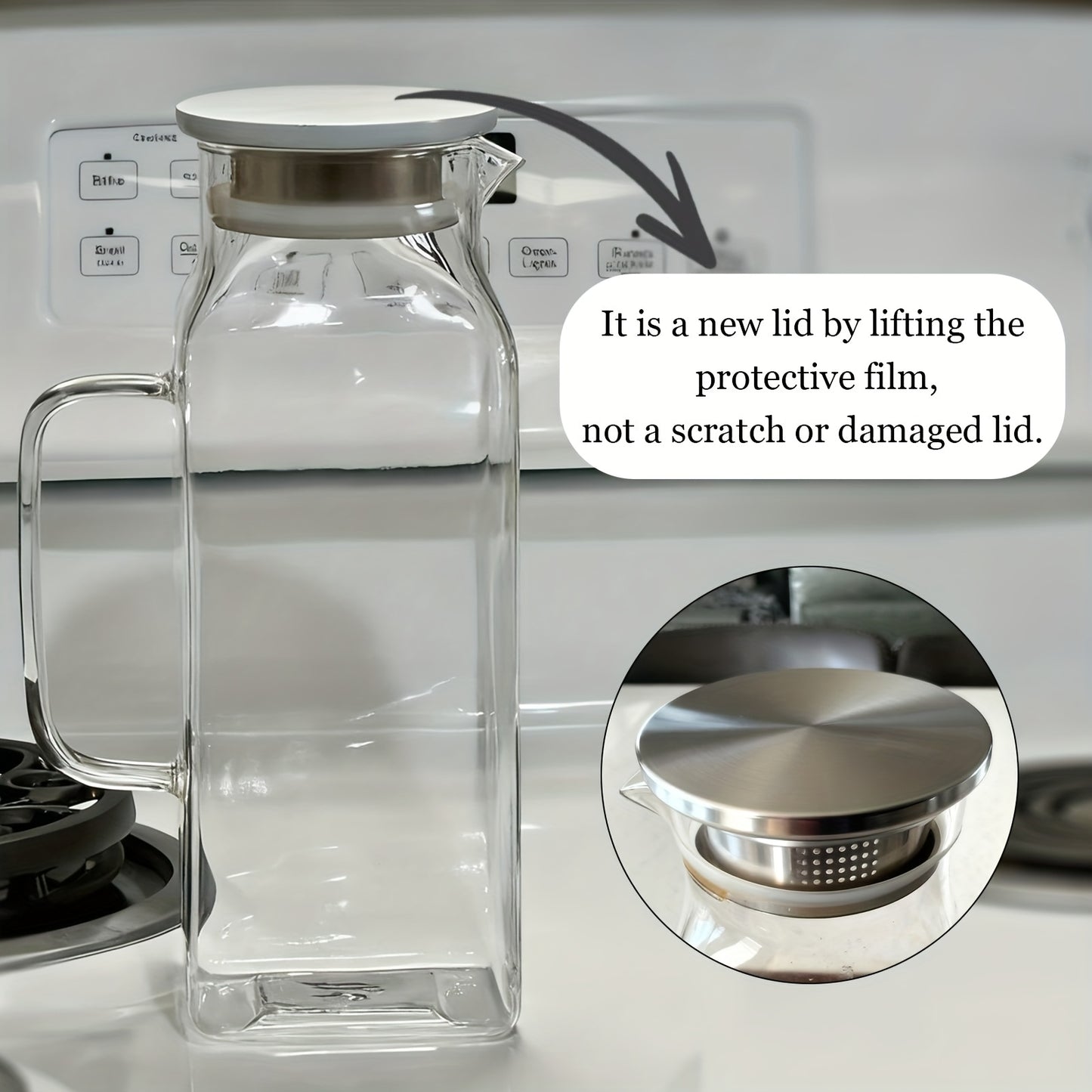 2/4 Pack 2 Liters/68 Oz Square Glass Pitcher With Lid And Handle For Fridge, Iced Tea And Coffee Carafe Beverage Serveware, Heat Resistant Borosilicate Water Jug For Hot/Cold Drinks And Milk