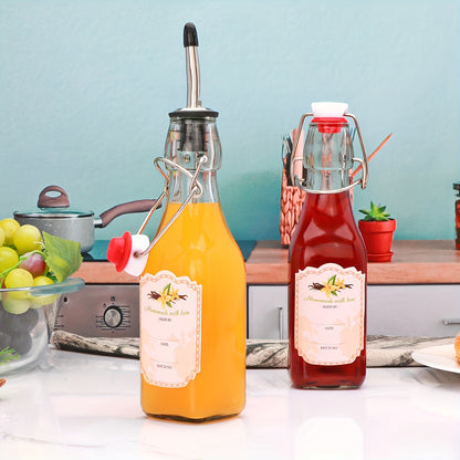 6/9/12pcs-8Oz Glass Bottles with Airtight Lids, for Kitchen Organizers And Storage, Home Brewing, Kombucha, Vanilla Extract, Vinegar, Homemade Juices, Water, Soda. Local Warehouse