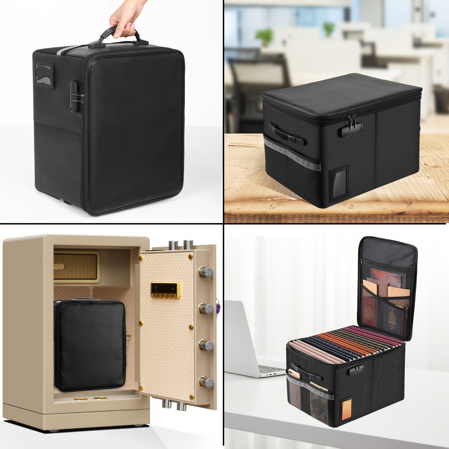 Fireproof File Cabinet with Lock, Fireproof Document Organizer Collapsible File Box Filing Cabinet with Handle for Letter Legal Folder Certifications