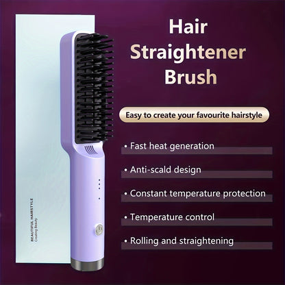 Mini Straight Hair Comb, 3 Temperature Adjustments, Fast Heating Straight Hair Comb, Ceramic Heating Body, Heat-resistant Design, LED Display Screen, Professional Style with Long-lasting Shine, Suitable for Home, Travel, And Women's Gift Giving