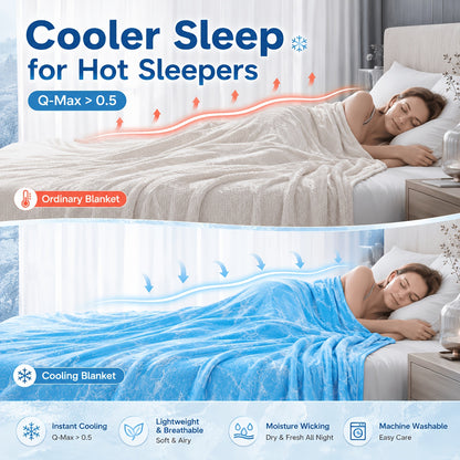 Cooling Blanket For Hot Sleepers, Summer Lightweight Breathable Cooling Throw Blanket Double-Sided Soft Blanket For Bed Couch Sofa, Night Sweats & Hot Flashes Relief