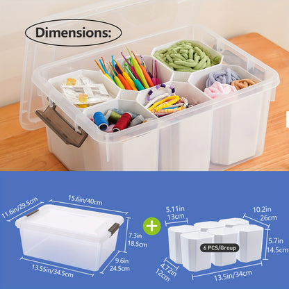 2pcs Portable Plastic Storage Boxes, Transparent Storage Bins with Detachable Tray, Perfect for Organizing Office Materials, Sewing Items, And Bathroom Essentials, Spacious Classroom Organization And Storage Containers