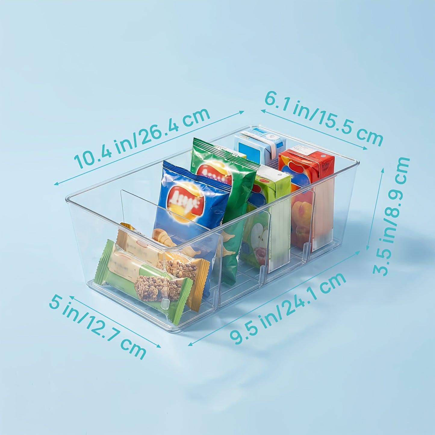 8 Pack Food Storage Organizer Bins, Clear Plastic Bins for Pantry, Kitchen, Fridge, Cabinet Organization And Storage, 4 Compartment Holder for Packets, Snacks, Pouches, Spice Packets