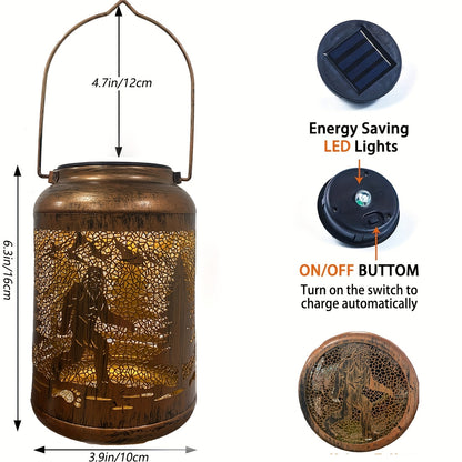 1pc of Bigfoot Solar Lights Outdoor, Hanging Solar Lights with Bigfoot Savage Design, Solar Metal Lantern Decoration LED Lights, Autumn Halloween Christmas Decoration, Suitable for Patio, Patio, Lawn, Tabletop, Path, Garden Decoration