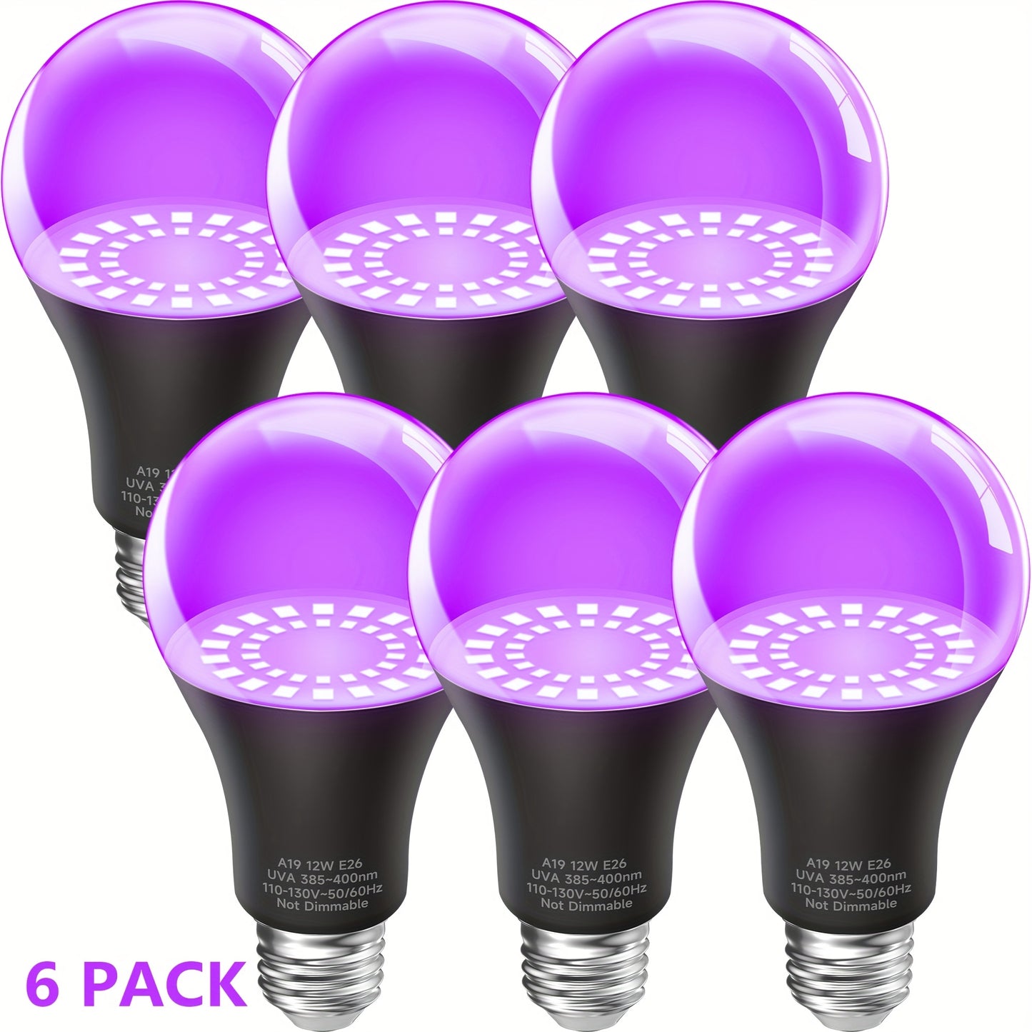 2/4/6pcs Black Light Bulbs, 12W LED Black Light Bulb for Christmas Decoration, UVA 385-400nm UV Black Light, Glow In The Dark for Body Pain, Blacklights Party, Halloween
