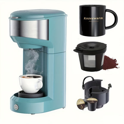 3-in-1 Coffee Machine Single Serve Brewer for K-Cup Pods Ground Coffee and Tea Compact with Reservoir for Kitchen Office Home Dark Blue Black Blue Red Green