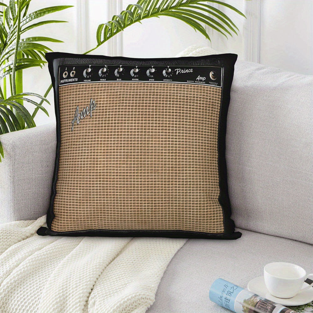 Gorgeous Style Guitar Amplifier Throw Pillow Cover, Decorative Zipper Throw Pillow Cover, Polyester, Machine Washable, Suitable for Musicians, Guitarists Gifts, Comfortable Living Room Bedroom Sofa Home Decoration, Pillow Core Not Included