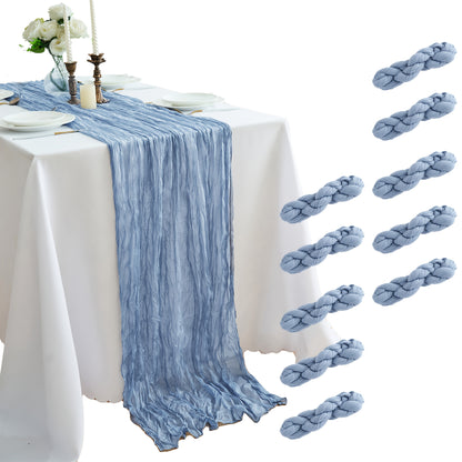 10 Pack Table Runner, Cheesecloth Table Runner, 10ft Table Runner, for Wedding Reception, Boho Rustic Wedding, Party, Bridal Shower Decor, Home Decor Valentine's Day