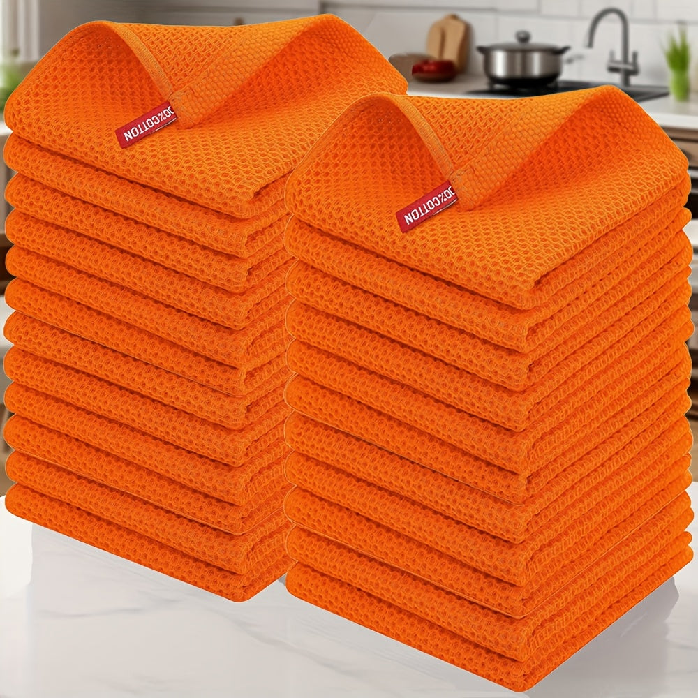 23pcs 100% Cotton Waffle Weave Kitchen Dish Cloths, Ultra Soft Absorbent Quick Drying Dish Towels, 12 X 12 Inches, Great for Cooking, Cleaning And Wiping Hands, Kitchen Decor And Accessories.