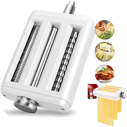 Stainless Steel Pasta Maker Attachment for Stand Mixers - 3-in-1 Noodle Making Kit, Perfect for Homemade Spaghetti & Fettuccine