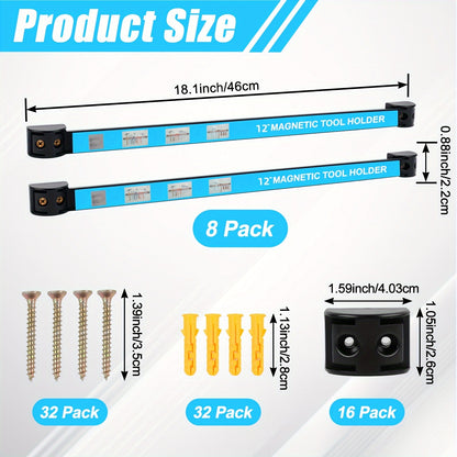 12-18 Inch Tool Rack Set - 8pcs Tool Bar Hardware Tool Kitchenware Iron Product Storage, Suitable for Tool Rooms, Furniture, Kitchen Tool Storage