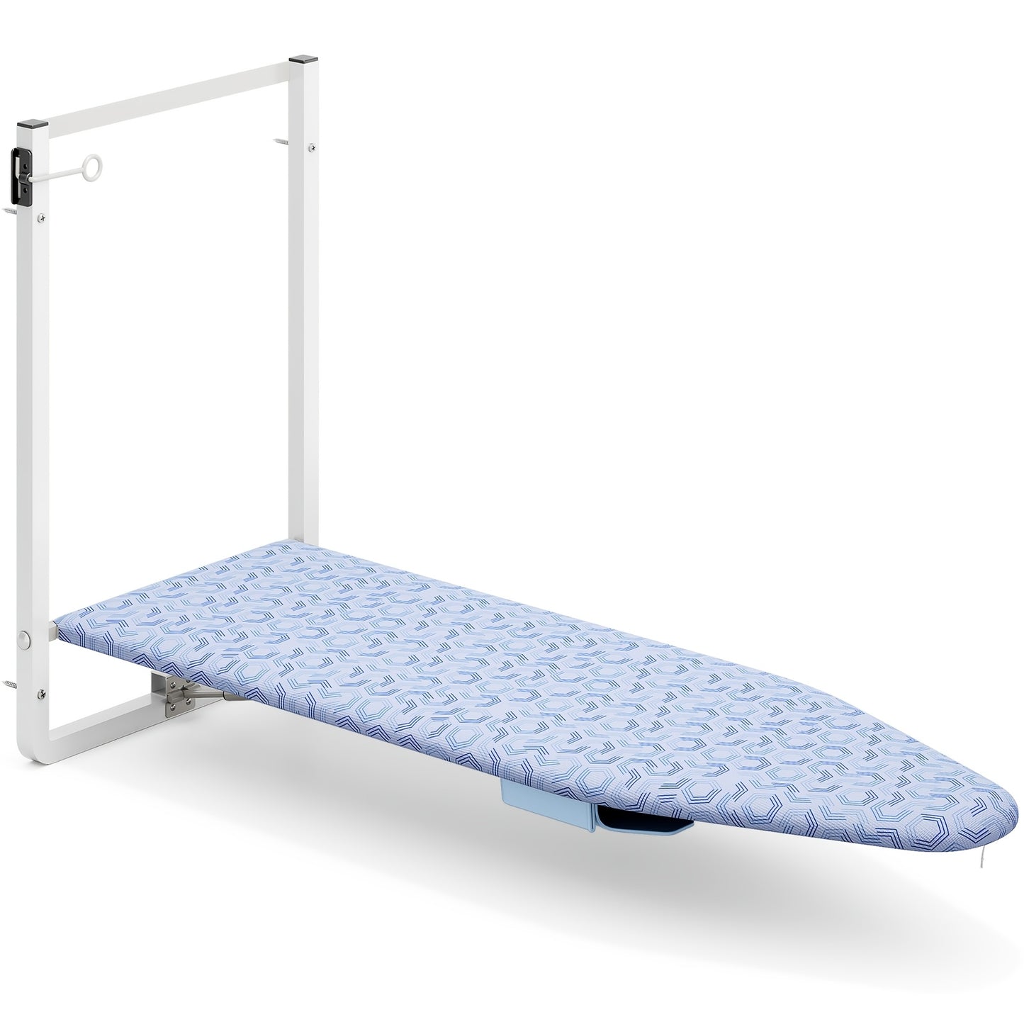 Wall Mounted Ironing Board with Holder, 36" X 12" Foldable Ironing Board for Small Spaces, Compact Mount Fold Down Board, Removable Heat Resistant Cover Dark Blue