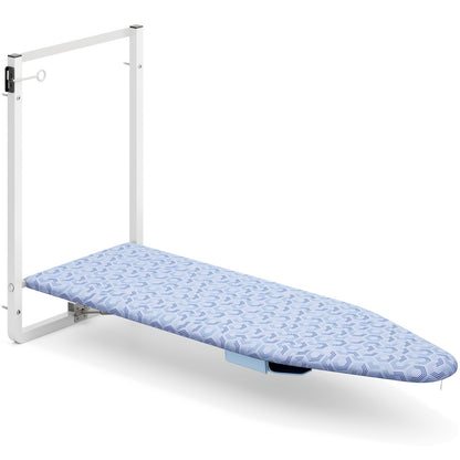 Wall Mounted Ironing Board with Holder, 36" X 12" Foldable Ironing Board for Small Spaces, Compact Mount Fold Down Board, Removable Heat Resistant Cover Dark Blue