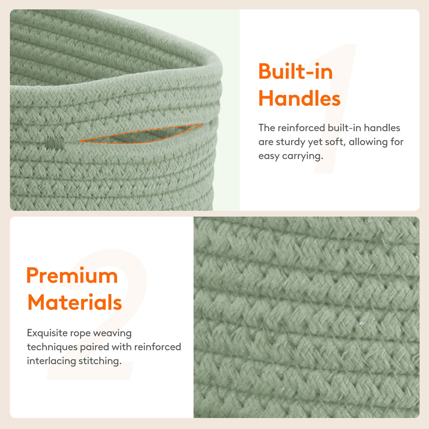 Woven Storage Baskets 6-Pack Cotton Rope Cube Bins 11x7x5" | Handmade Small Shelf Baskets for Organizing Closet Bedroom Living Room Playroom | Round Decorative Storage Caddy Multiple Colors