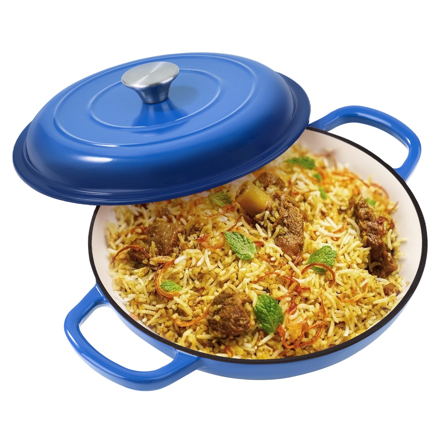 Enamel Cast Iron Dutch Oven 3QT with Lid, Shallow Braiser Pot with Double Handles for Cooking Braising Stewing, Compatible with All Stovetops & Oven – Colorful Enameled Cast Iron Cookware