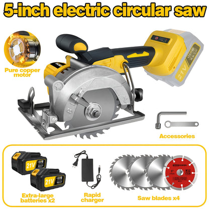 5-Inch Brushless Circular Saw Kit with 4000Mah Battery And Battery Charger, Comes with Saw Blade, Two Adjustable 45° Cutting Depths, 6900 RPM, Ideal for Woodworking And Garden Projects. Ideal Gift for Father And Boyfriend