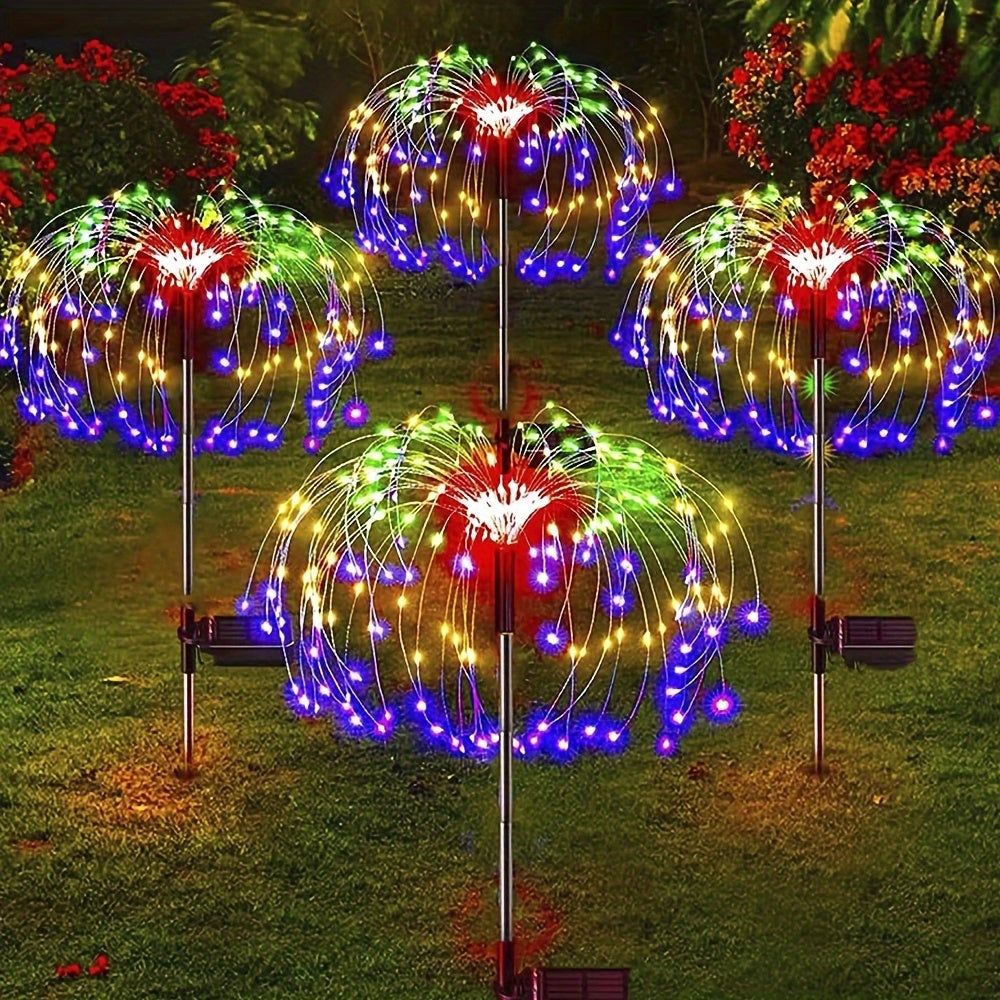 Solar Fireworks Lights, 420/300/200/60 LEDs Waterproof Solar Garden Flower Lights, 8 Lighting Modes, Yard Patio Yard Yard Pathway Yard Villa Outdoor Lighting Christmas Decoration With Stake Decoration Fairy Lights