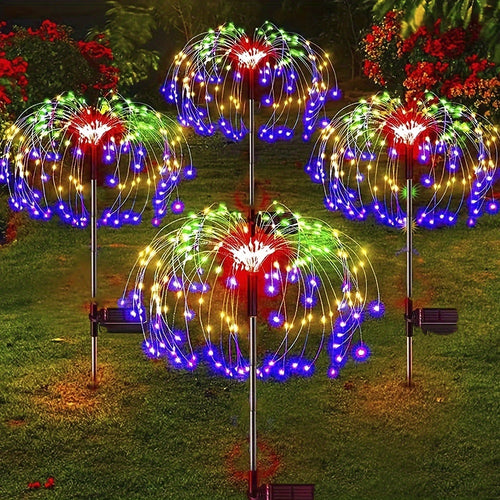 Solar Fireworks Lights, 420/300/200/60 LEDs Waterproof Solar Garden Flower Lights, 8 Lighting Modes, Yard Patio Yard Yard Pathway Yard Villa Outdoor Lighting Christmas Decoration With Stake Decoration Fairy Lights