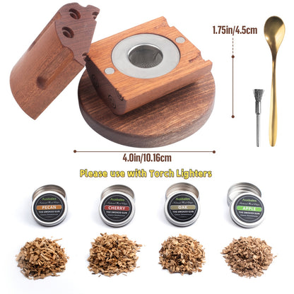 Whiskey Smoker Kit with 4 Wood Chip Flavors & Filters – Cocktail Smoker Set, Whiskey Gifts for Men, Dad, Birthday, Father's Day, Christmas (No Butane)