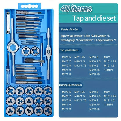 12 Or 40pcs Metric Hand Tapping And Thread Tapping Tool Combination - M3-M12 Thread Plug Straight Cone Reamer Tool, DIY Toolbox, for Daily Household Needs, Preferred Holiday Gift, Father's Day Gift (screwdriver Handle Color Randomly Distributed)