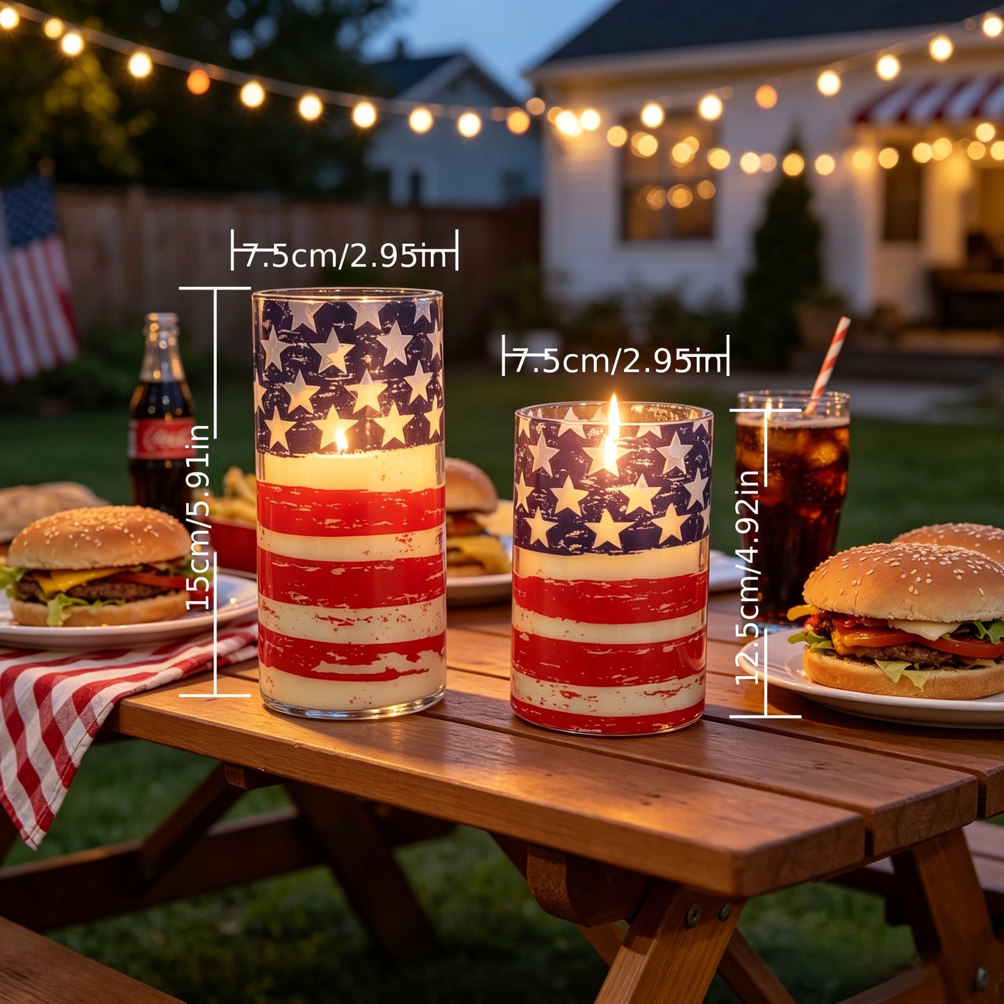 American Independence Day Flameless Candle, with Flickering Flame Effect, for Patriotic Theme Home Decor, Independence Day, Memorial Day Table Centerpiece
