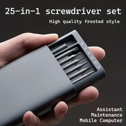 25pcs Precision Screwdriver Set with Flat-Head & Phillips/Slotted Bits - Heavy-Duty Plastic Construction, Ergonomic Grip - All-in-One Kit for Electronics, Smartphones, Watches, Glasses, Jewelry, Home Repairs - Compact Included - Ideal for