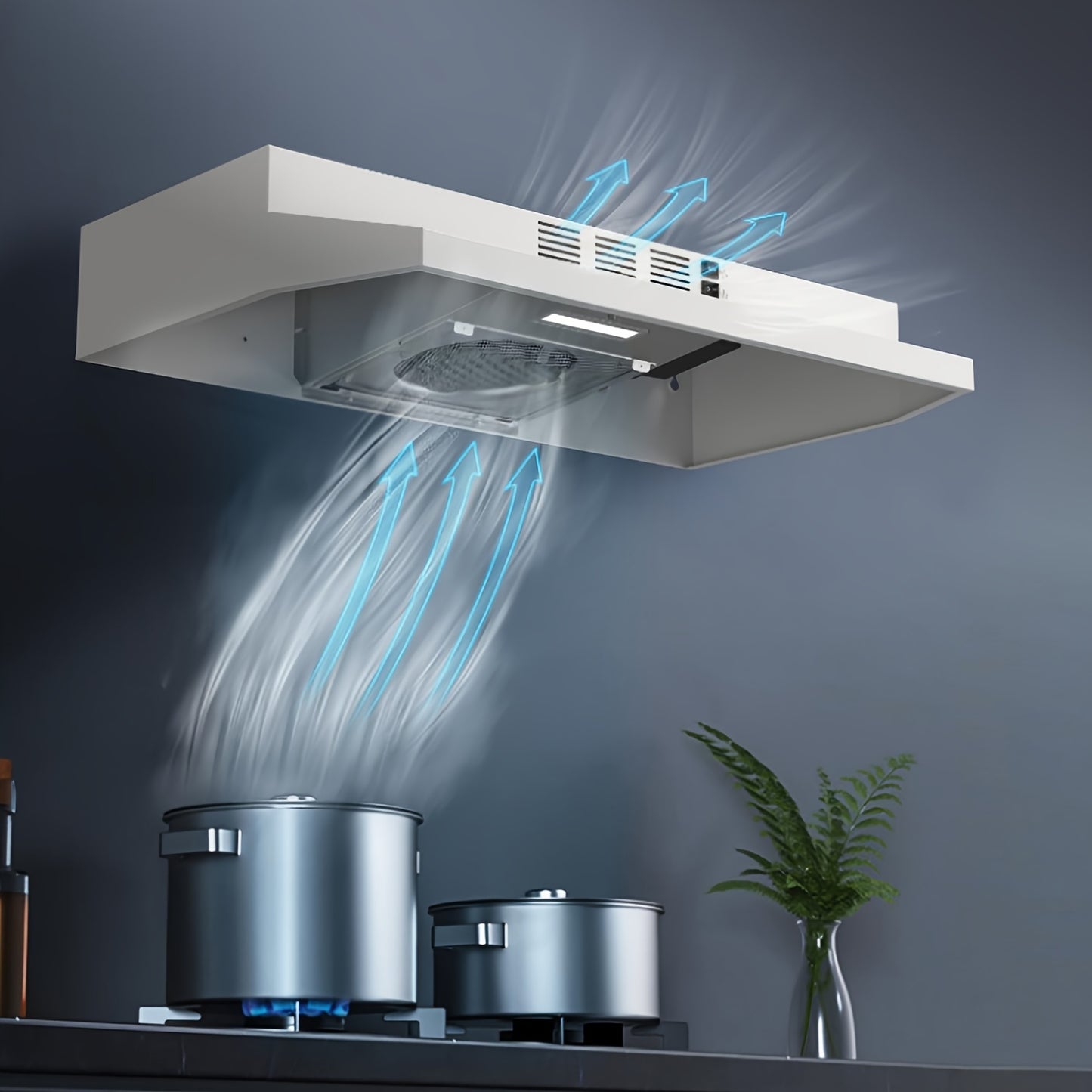 [Stainless Steel Vent Hood] 30 Inch Under Cabinet Range Hood, Ducted/Ductless Convertible Kitchen Hood, Stainless Steel Vent Hood With LED Light, Under Cabinet Hood With 2 Speed Exhaust Fan, White/Black/Silver 3 Colors
