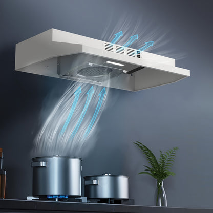 [Stainless Steel Vent Hood] 30 Inch Under Cabinet Range Hood, Ducted/Ductless Convertible Kitchen Hood, Stainless Steel Vent Hood With LED Light, Under Cabinet Hood With 2 Speed Exhaust Fan, White/Black/Silver 3 Colors