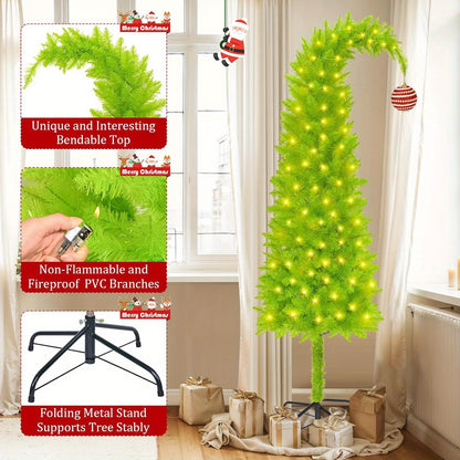 6FT Flexible Christmas Tree with Christmas Skirt and Ball, Artificial Christmas Tree Stand and Unique Christmas Tree Decorations, Christmas Decorations for Home Office Party Decoration