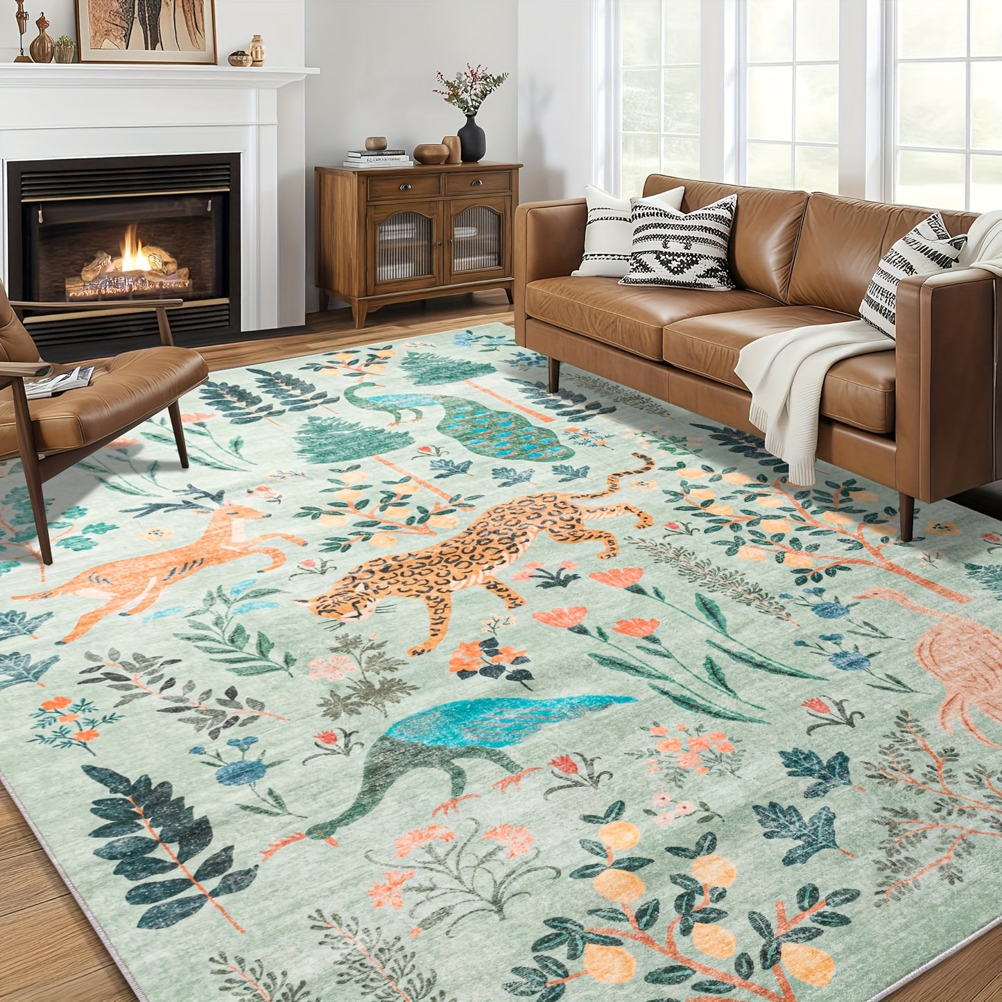Chakme jungle animal blanket, 5x7 living room tiger area blanket anti slip soft tiger blanket, thin colored animal blanket, bedroom daycare area blanket (5x7ft)
