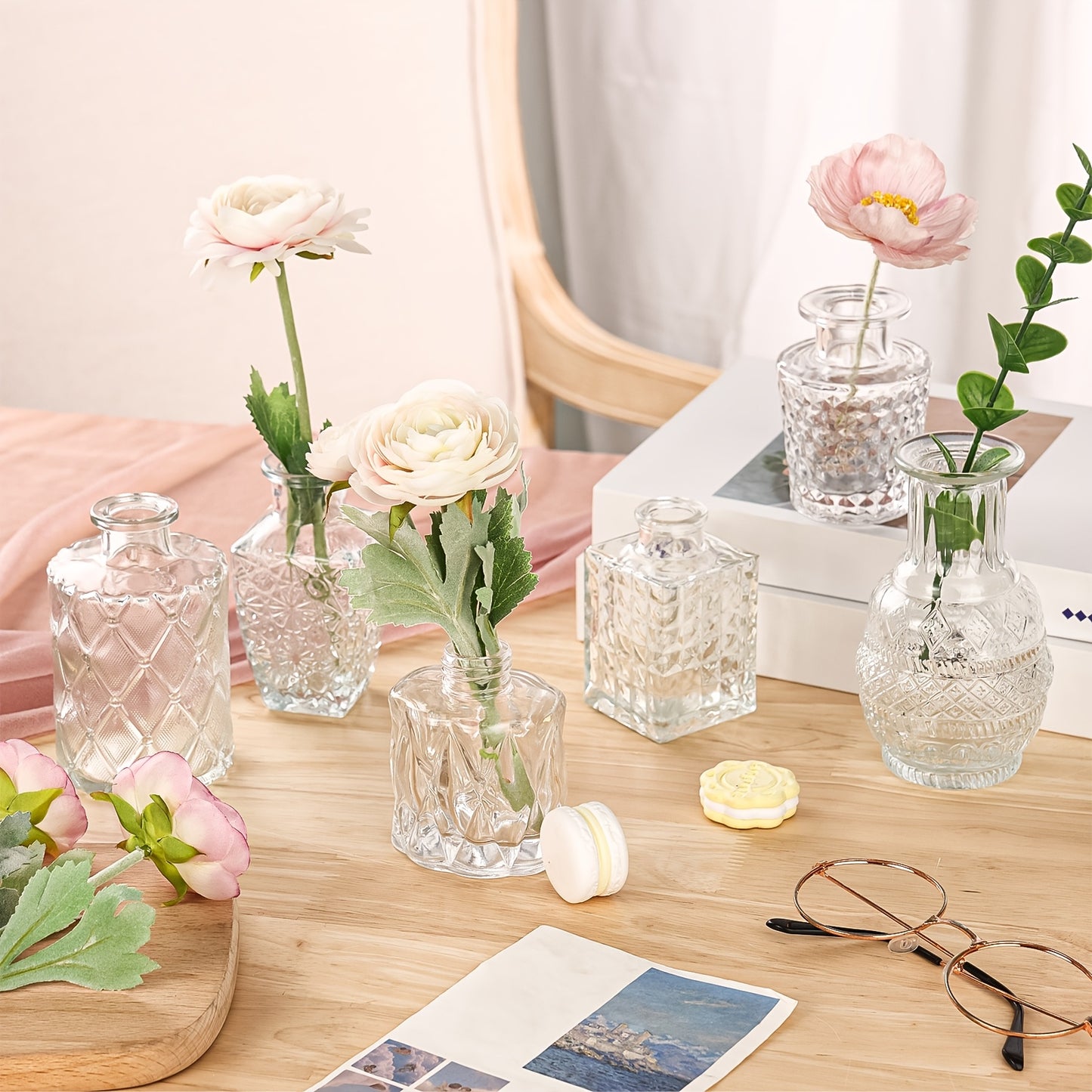 Glass Bud Vases Set of 64 Small Clear Flower Vases for Centerpieces Wedding Table Decor Rustic Vintage Home Decoration Multi-Size Mini Vase Bulk Set