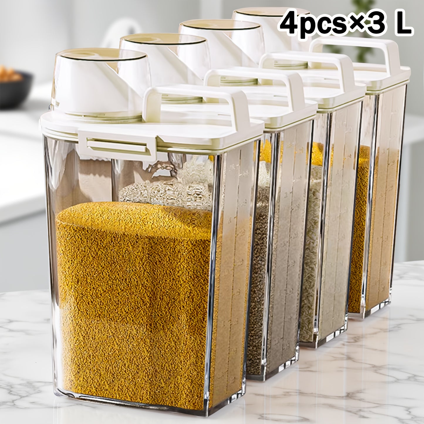 Airtight Food Containers, 2/4/6pcs Plastic Food Storage Containers with Lids - Extra Large Capacity Grain Storage Box - Measuring, Cup, Moisture And Leakproof Sealable Container - for Nuts, Flour, Rice, Portable Kitchen Organizer, Christmas Gift