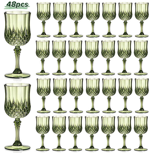 48pcs Vintage Wedding Glasses - 7oz/210ml Shockproof Crystal Champagne Glasses, Elegant Cutlery, Stackable, Glasses, Party Glasses, Classic Stem Glasses, Reusable, Suitable for Weddings, Parties, Everyday Events, Christmas, Halloween