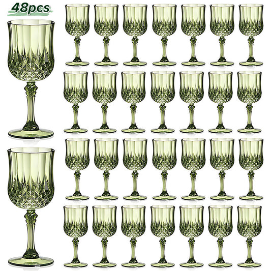 48pcs Vintage Wedding Glasses - 7oz/210ml Shockproof Crystal Champagne Glasses, Elegant Cutlery, Stackable, Glasses, Party Glasses, Classic Stem Glasses, Reusable, Suitable for Weddings, Parties, Everyday Events, Christmas, Halloween