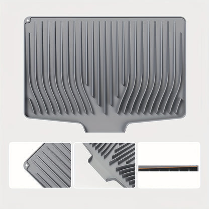 High Quality Kitchen Utensil Drying Pad And Drain Pad, Utensil Insulation Pad, Dishwashing Dish Drain Pad, Slope Design Drainage, Bathroom Cosmetics Drying Pad, High-grade Silicone Material, Easy Storage For Kitchen Essentials, Large Size 34.5*19in
