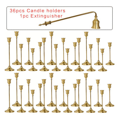 30pcs/48pcs Copper Plated Candlestick Holders, Retro Style Minimalist Dining Tables Center Decoration, Suitable for Celebrations, Birthdays, Weddings And Christmas, Parties, Dining Tables, Fireplace Decoration Candle Holders