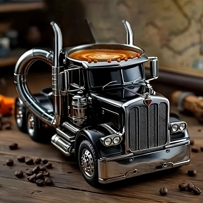 Halloween-2025-Latest Hot Truck Coffee Cup Handmade Semi-Truck Shaped Coffee Cup Creative Coffee Cup Tea Coffee Cup Trucker Gift