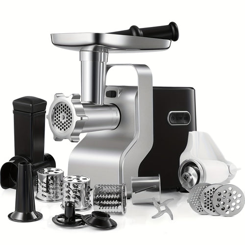 5-In-1 Electric Meat Grinder with Sausage Stuffer, Vegetable Slicer, Tomato Juicer, Kubbe Kits, 3 Grinding Plates, 3-Speed, 4.5 Pounds/Min