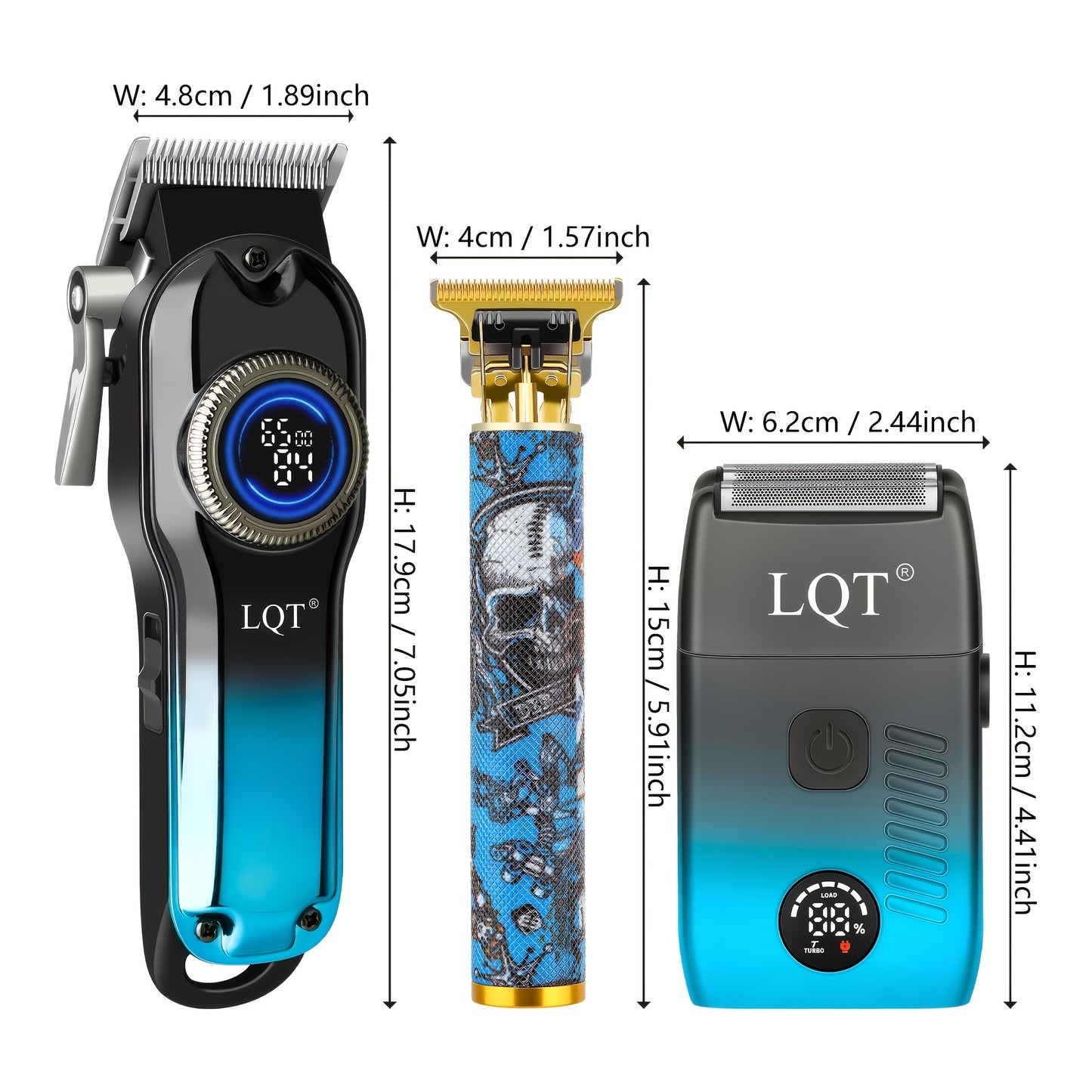 LQT 1/2/3pcs Blue Hair Clipper, Rechargeable Men'S Professional Hair Clipper, Foil Trimmer, Precision Hair Clipper Single-piece Set, Suitable For Home And Hair Salon Use, Including Limited Edition Combs, Holiday Gifts, Ideal Christmas Gifts