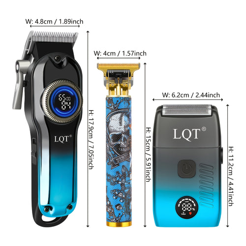 LQT 1/2/3pcs Blue Hair Clipper, Rechargeable Men'S Professional Hair Clipper, Foil Trimmer, Precision Hair Clipper Single-piece Set, Suitable For Home And Hair Salon Use, Including Limited Edition Combs, Holiday Gifts, Ideal Christmas Gifts
