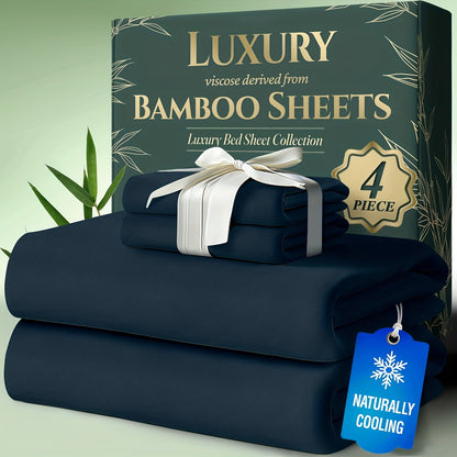 Cooling Bed Sheet Sets- Luxurious & Ultra-Soft for Kids Cooling Sheets for Hot Sleepers - Comfortable & Cool, Bamboo Blend Sheets Twin/Full/Queen/King Size/Deep Pockets