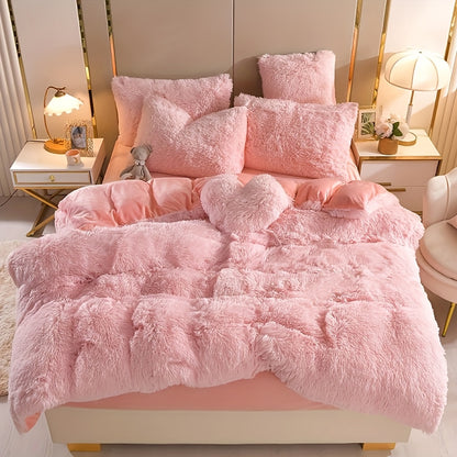 4pcs Autumn And Winter Soft Warm Fluffy Bedding Set Comforter Set(Duvet Cover with Pillowcases), Ideal for Cozy Comfort(QUEEN, KING SIZE) | NO Quilt