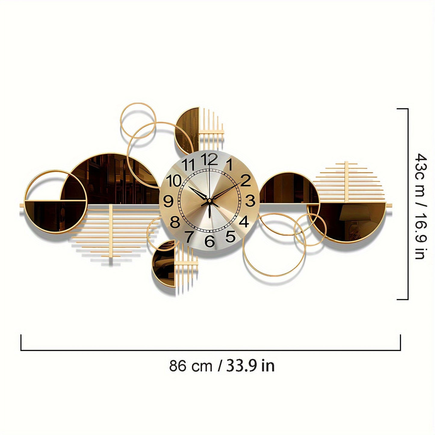 1pc Wall Clock, Metal Irregular Shape, Silent Clock No Ticking, Arched Crown Design, for Living Room Bedroom Decor, 31 X 17 Inch