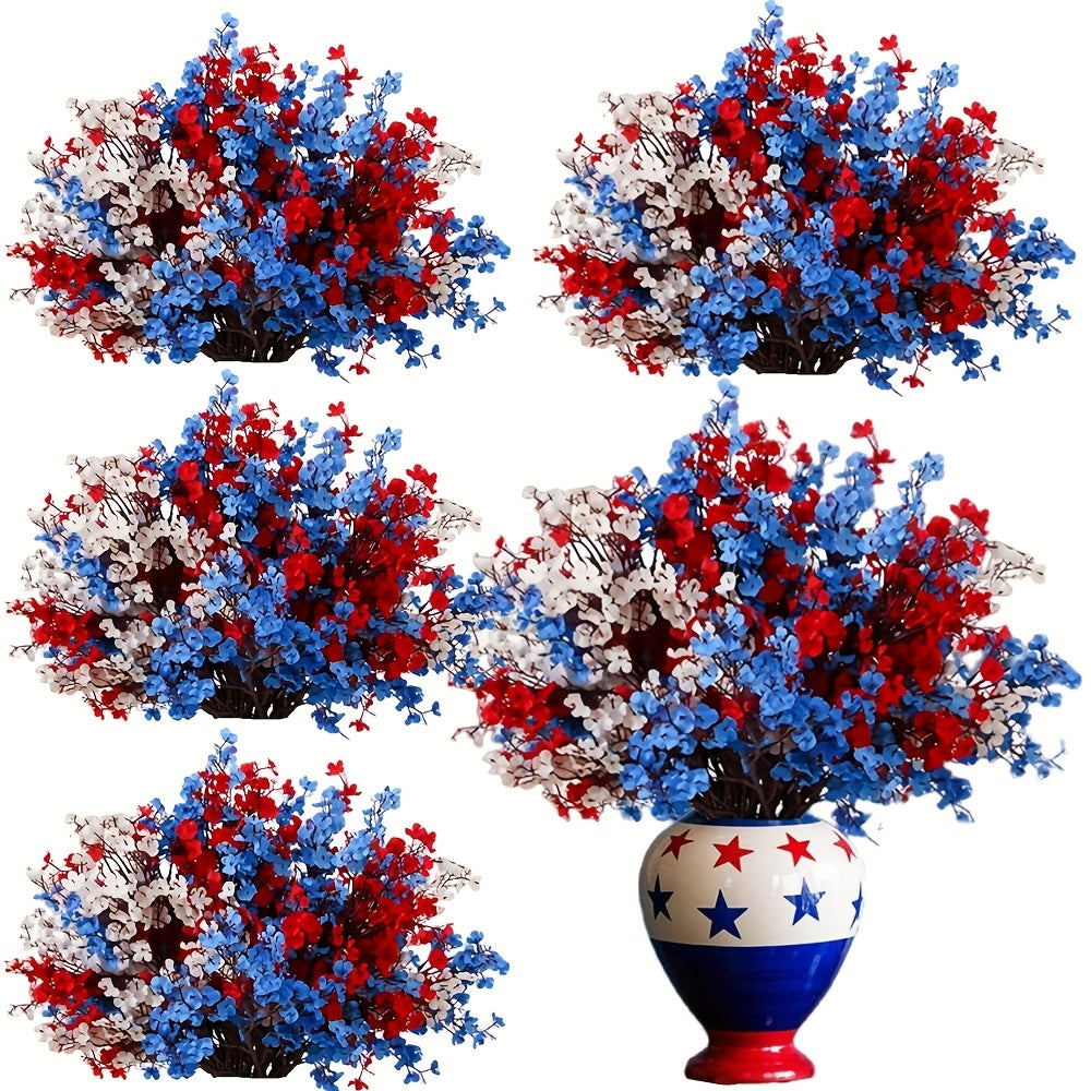 Artificial Baby's Breath Flowers 9pcs – Red White Blue Gypsophila Fake Flowers for Independence Day, Patriotic Party, Home Decor, Tabletop & Seasonal Holiday Floral Arrangements