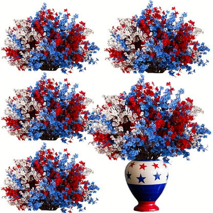 Artificial Baby's Breath Flowers 9pcs – Red White Blue Gypsophila Fake Flowers for Independence Day, Patriotic Party, Home Decor, Tabletop & Seasonal Holiday Floral Arrangements
