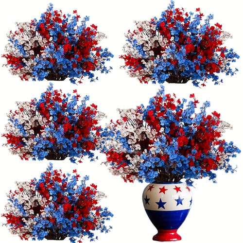 Artificial Baby's Breath Flowers 9pcs – Red White Blue Gypsophila Fake Flowers for Independence Day, Patriotic Party, Home Decor, Tabletop & Seasonal Holiday Floral Arrangements